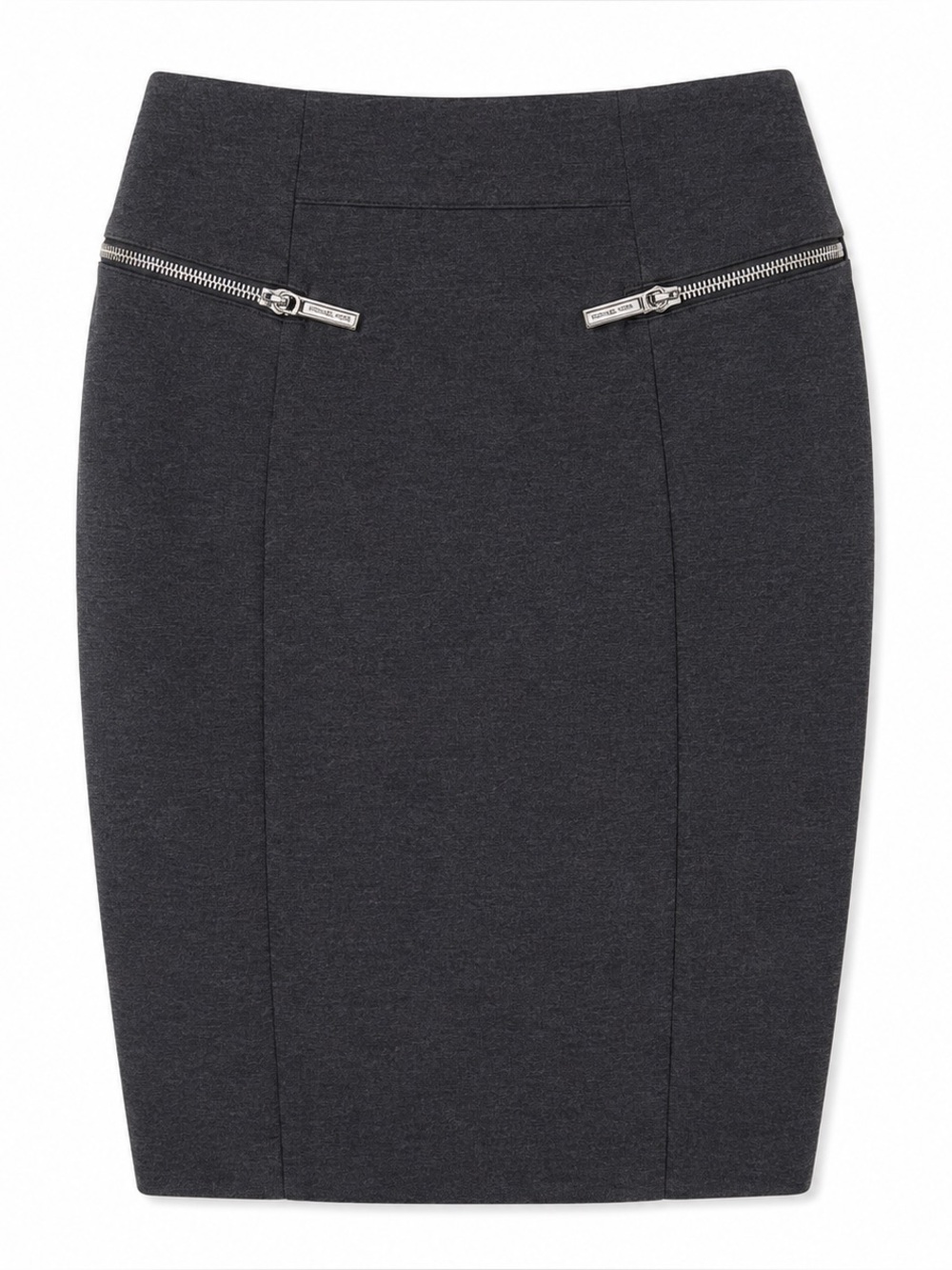 Michael Kors Charcoal Gray Pencil Skirt Size 6 Exposed Zip Stretch